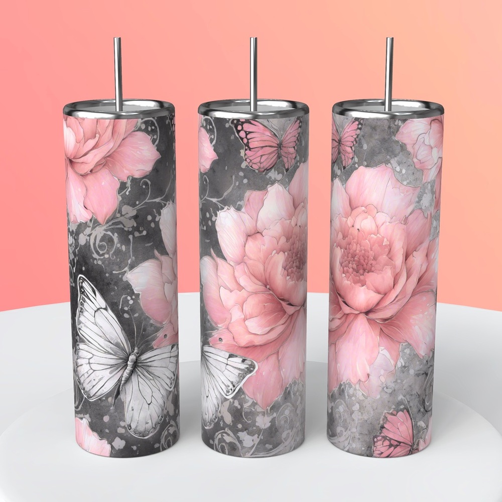 Floral watercolor 20 oz tumbler